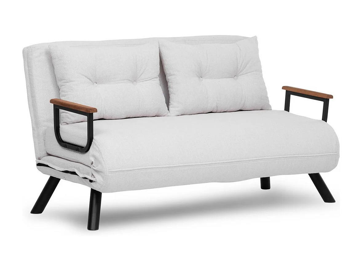 Canapé lit 2 places convertible en tissu bouclette avec pieds en métal L133 cm - SANDO