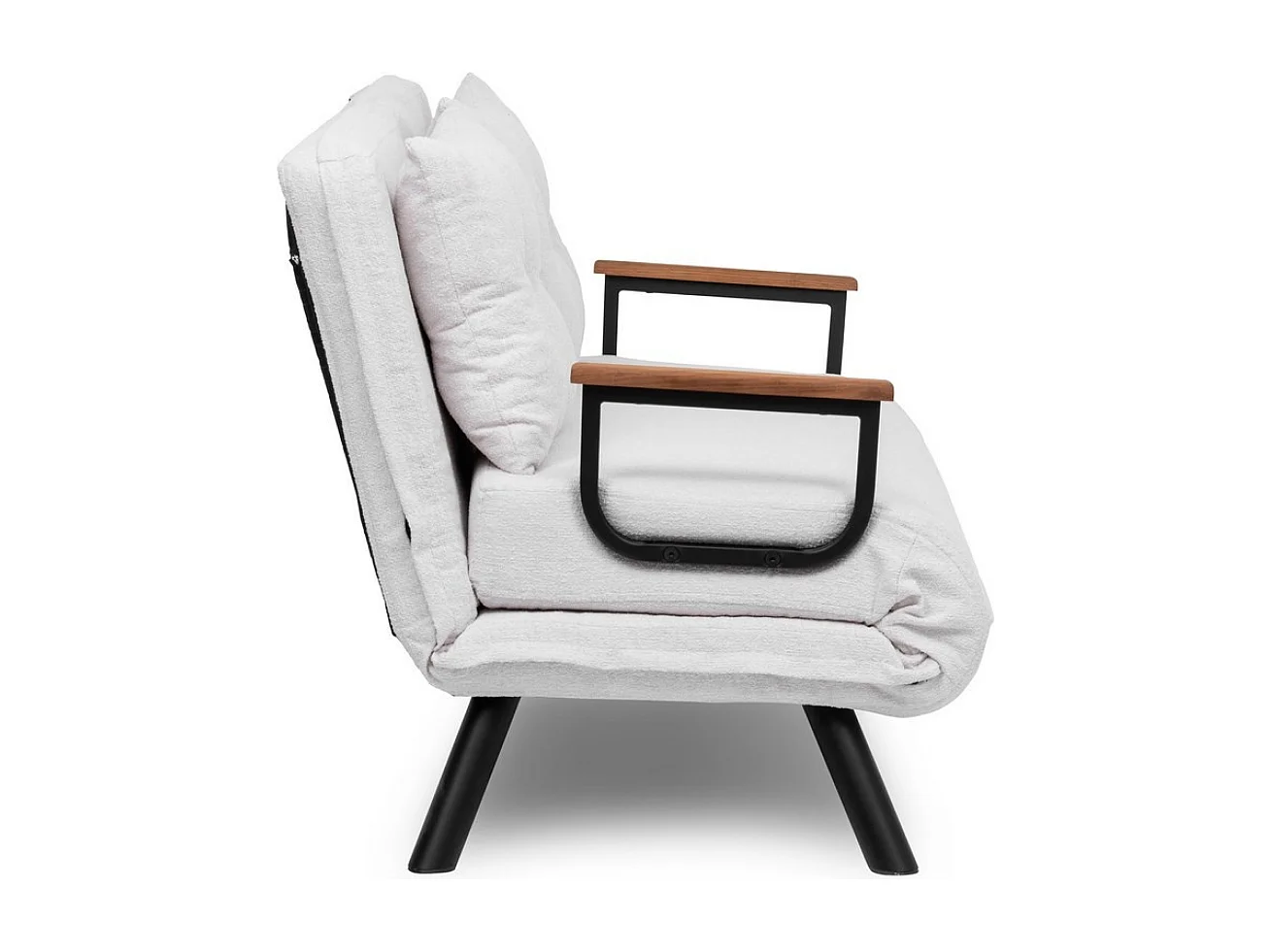 Canapé lit 2 places convertible en tissu bouclette avec pieds en métal L133 cm - SANDO