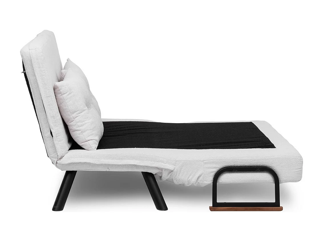 Canapé lit 2 places convertible en tissu bouclette avec pieds en métal L133 cm - SANDO
