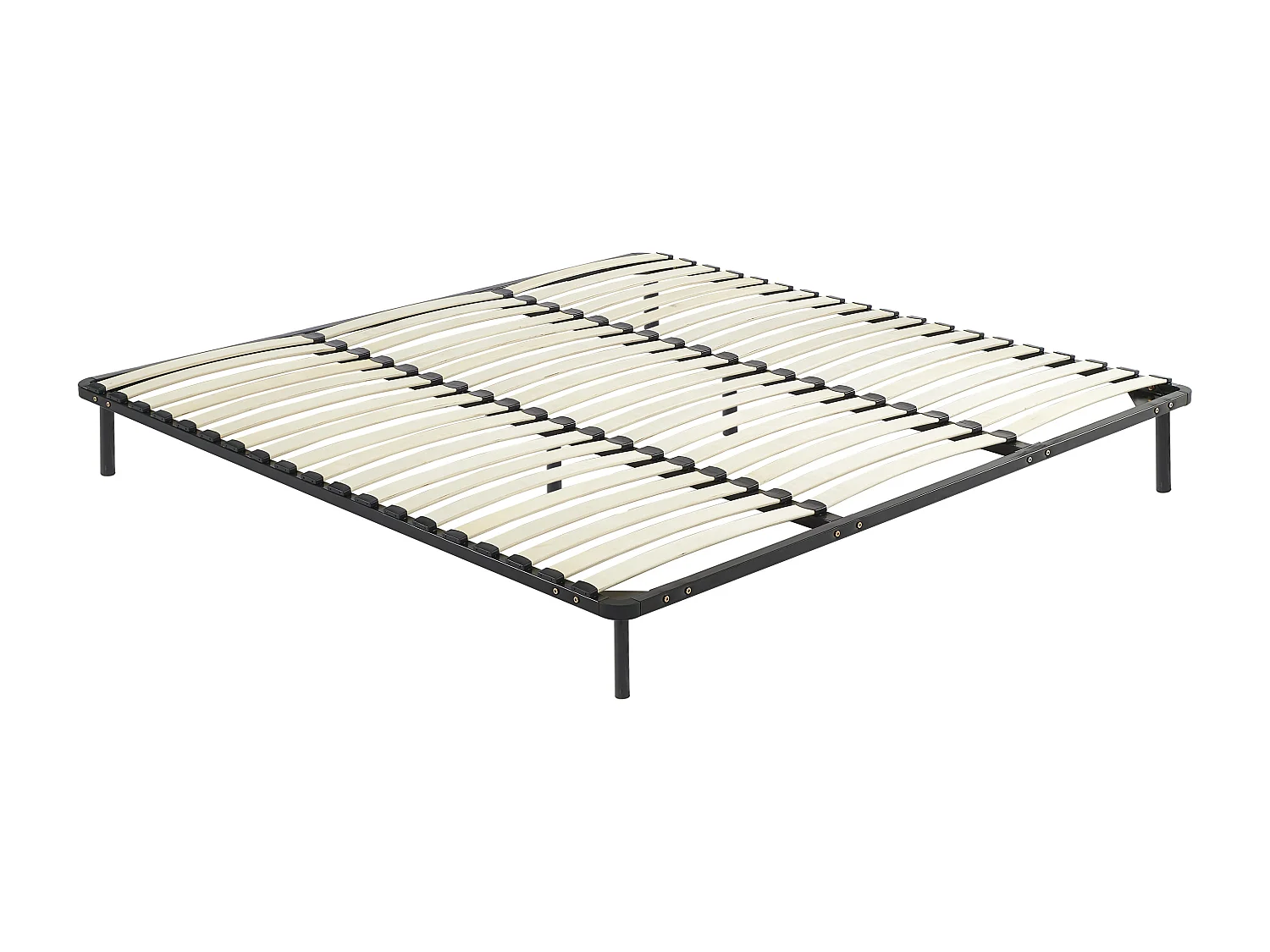 Sengebunn ramme med sprosser 200 x 200 cm - 3x19 sprosser - Med føtter - Svart - KALISTA fra YSMÉE