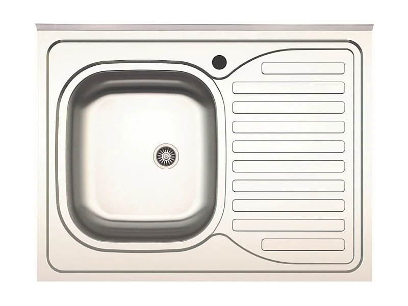 Lavello cucina da appoggio 80x60 una vasca con gocciolatoio destro inox SA30DX