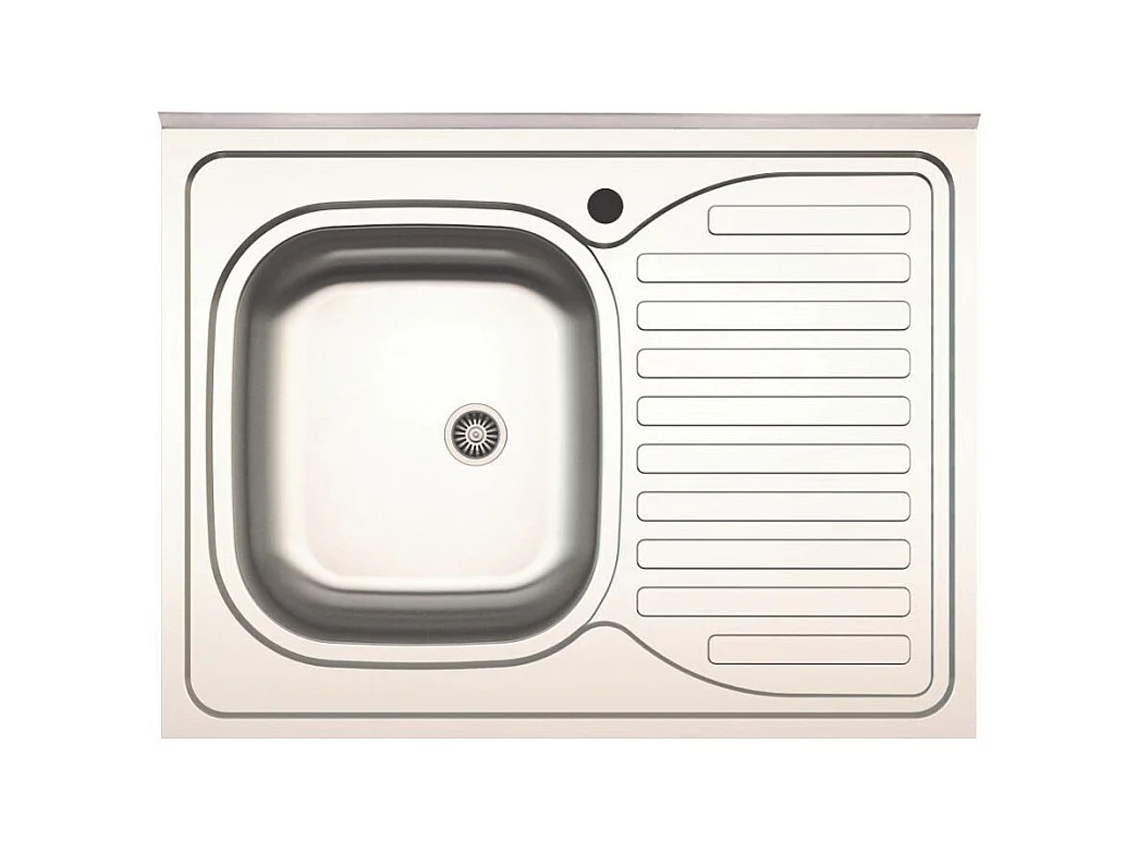 Lavello cucina da appoggio 80x60 una vasca con gocciolatoio destro inox SA30DX