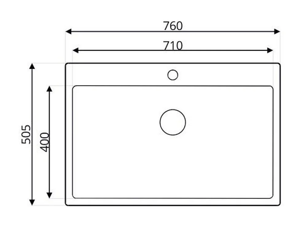 Lavello cucina da incasso una vasca 76x50.5x20H inox lucido SA233