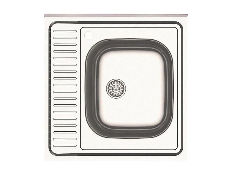 Lavello cucina quadrato da appoggio 60x60x15H una vasca inox SA24