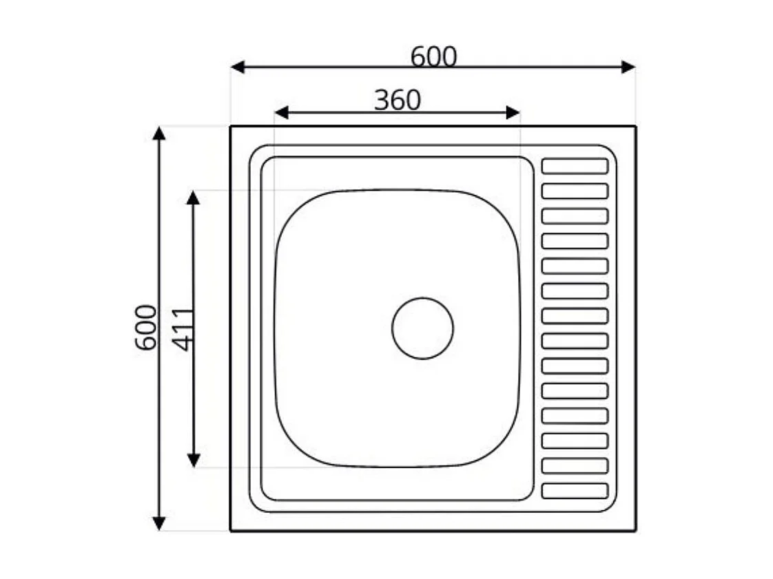 Lavello cucina quadrato da appoggio 60x60x15H una vasca inox SA24