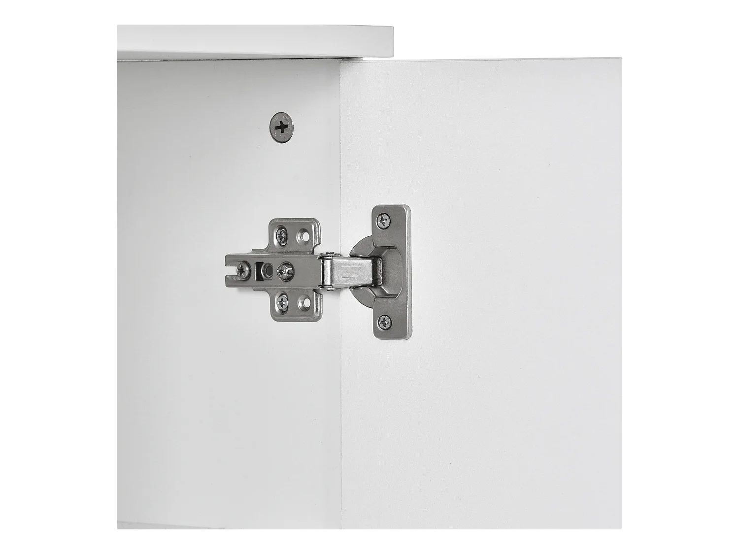 Buffet 140x35x72cm avec 4 tiroirs et 2 portes en Acrylique, LED inclus, corps en blanc laqué