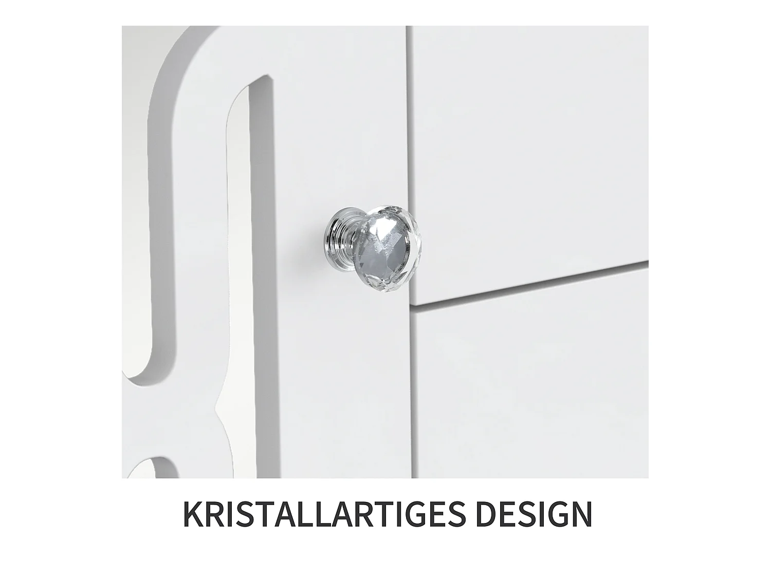 Dressoir 160x40x84cm met 2 spiegeldeuren en 4 lades, romp in zwart gelakt