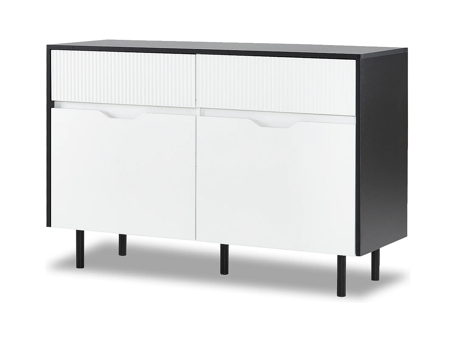 Buffet de cuisine 120x40x80cm avec 2 tiroirs et 2 portes, blanc et noir