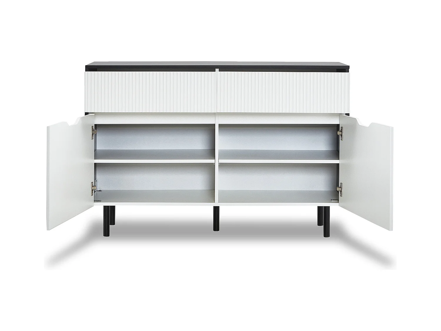 Buffet de cuisine 120x40x80cm avec 2 tiroirs et 2 portes, blanc et noir