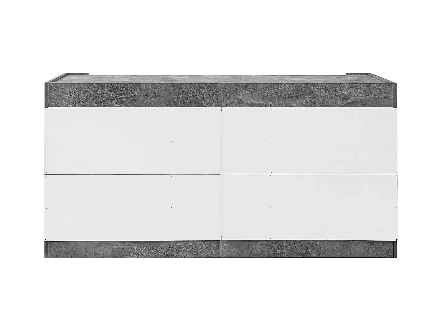 Credenza 150x40x75cm con 3 ante senza maniglia laccate bianche e LED, corpo grigio testurizzato