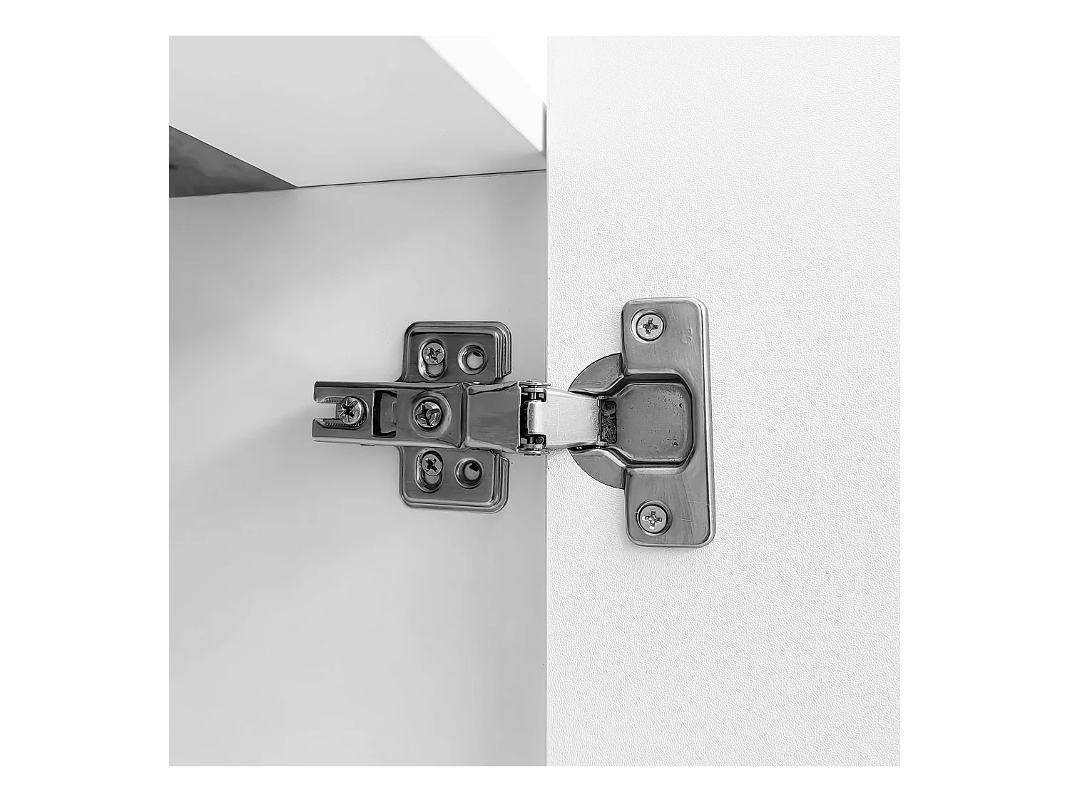 Credenza 150x40x75cm con 3 ante senza maniglia laccate bianche e LED, corpo grigio testurizzato