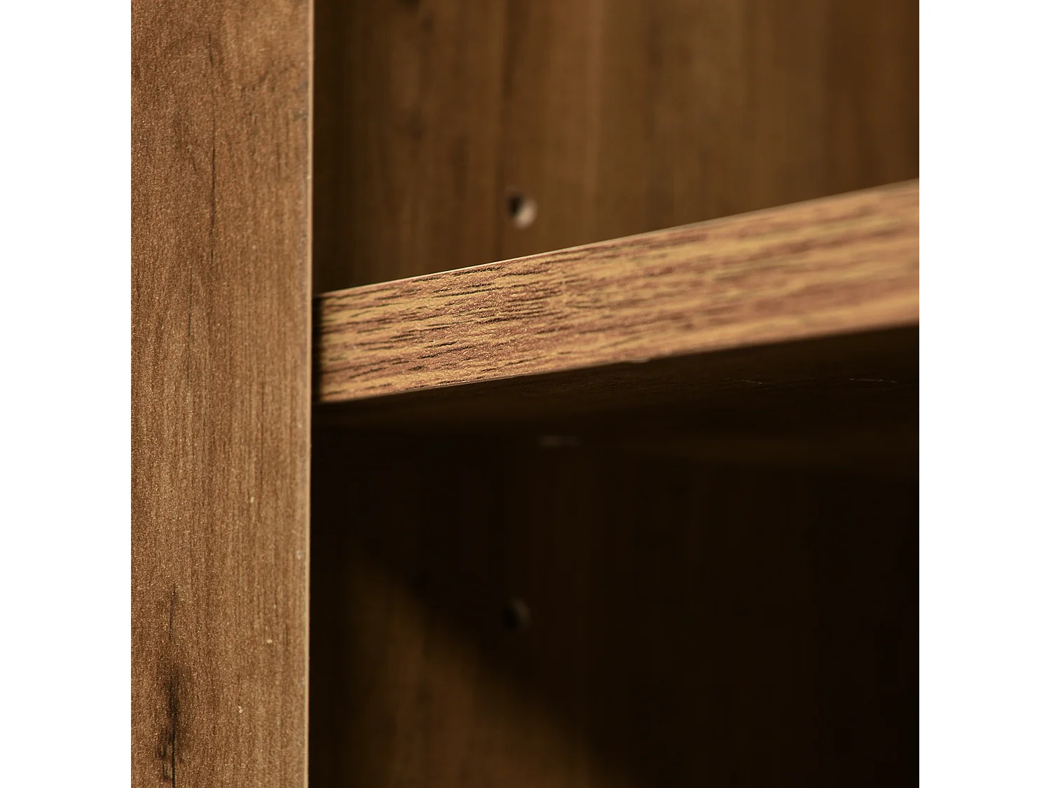 Buffet 120x40x76cm avec 3 tiroirs et 2 portes, en bois naturel foncé, pieds en métal noir