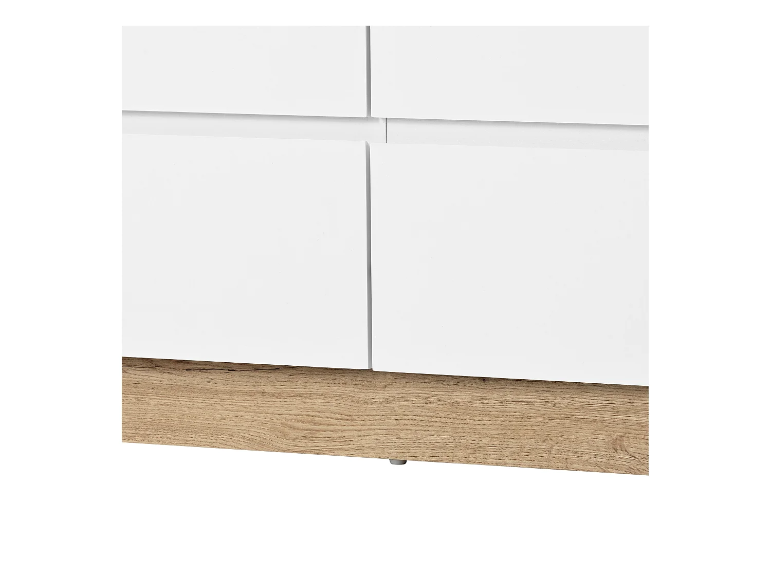 Buffet 110x40x67.5cm avec 6 tiroirs, plateau en placage chêne, corps blanc