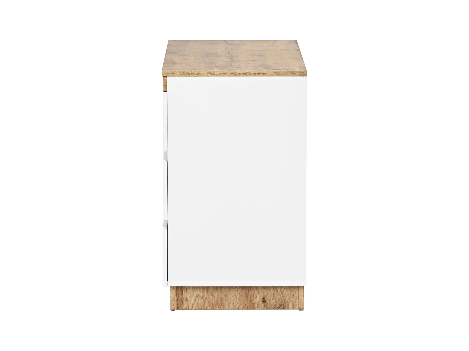 Buffet 110x40x67.5cm avec 6 tiroirs, plateau en placage chêne, corps blanc