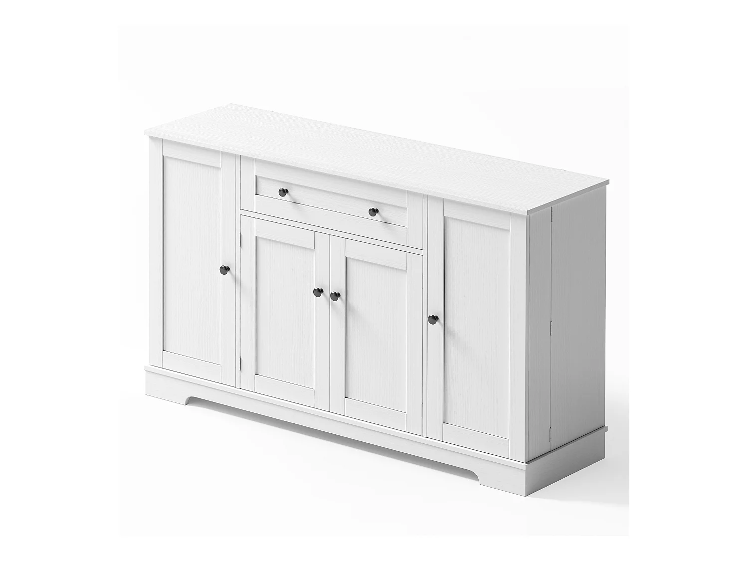 Buffet de cuisine 138x40x85cm avec 4 portes et 1 tiroir, corps en MDF blanc