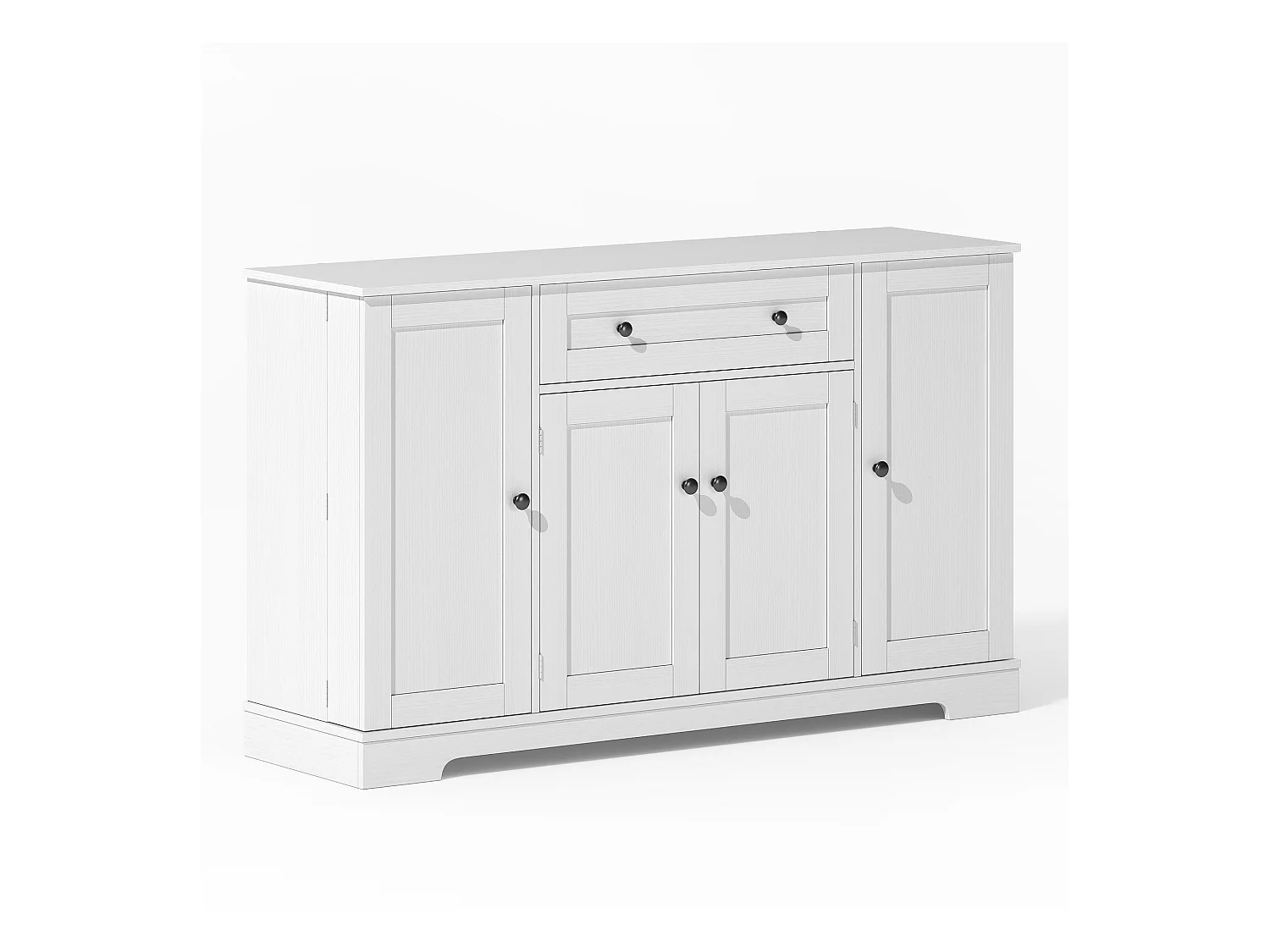 Buffet de cuisine 138x40x85cm avec 4 portes et 1 tiroir, corps en MDF blanc