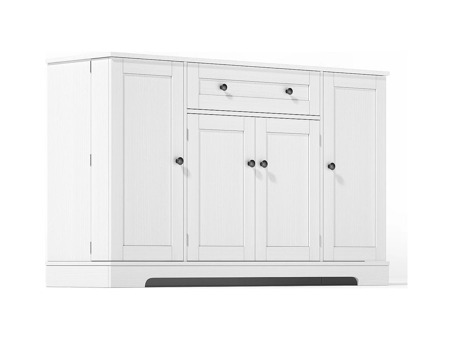 Buffet de cuisine 138x40x85cm avec 4 portes et 1 tiroir, corps en MDF blanc
