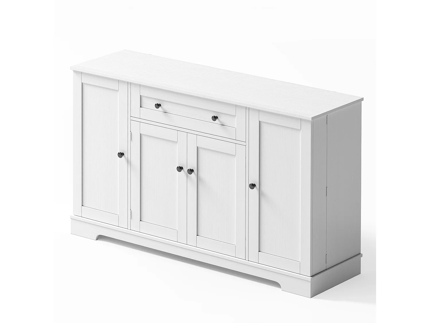 Aparador de cozinha 138x40x85cm com 4 portas e 1 gaveta, corpo em MDF branco