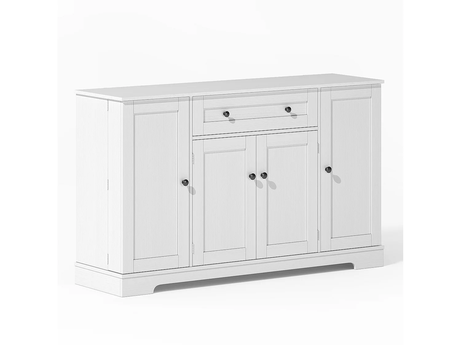 Aparador de cozinha 138x40x85cm com 4 portas e 1 gaveta, corpo em MDF branco