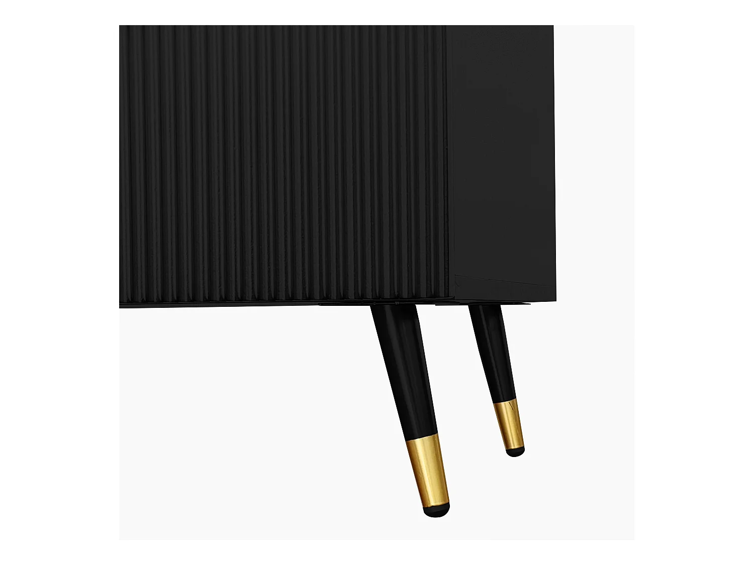 Buffet 120x40x77cm avec 6 tiroirs, pieds et poignées dorées, corps noir