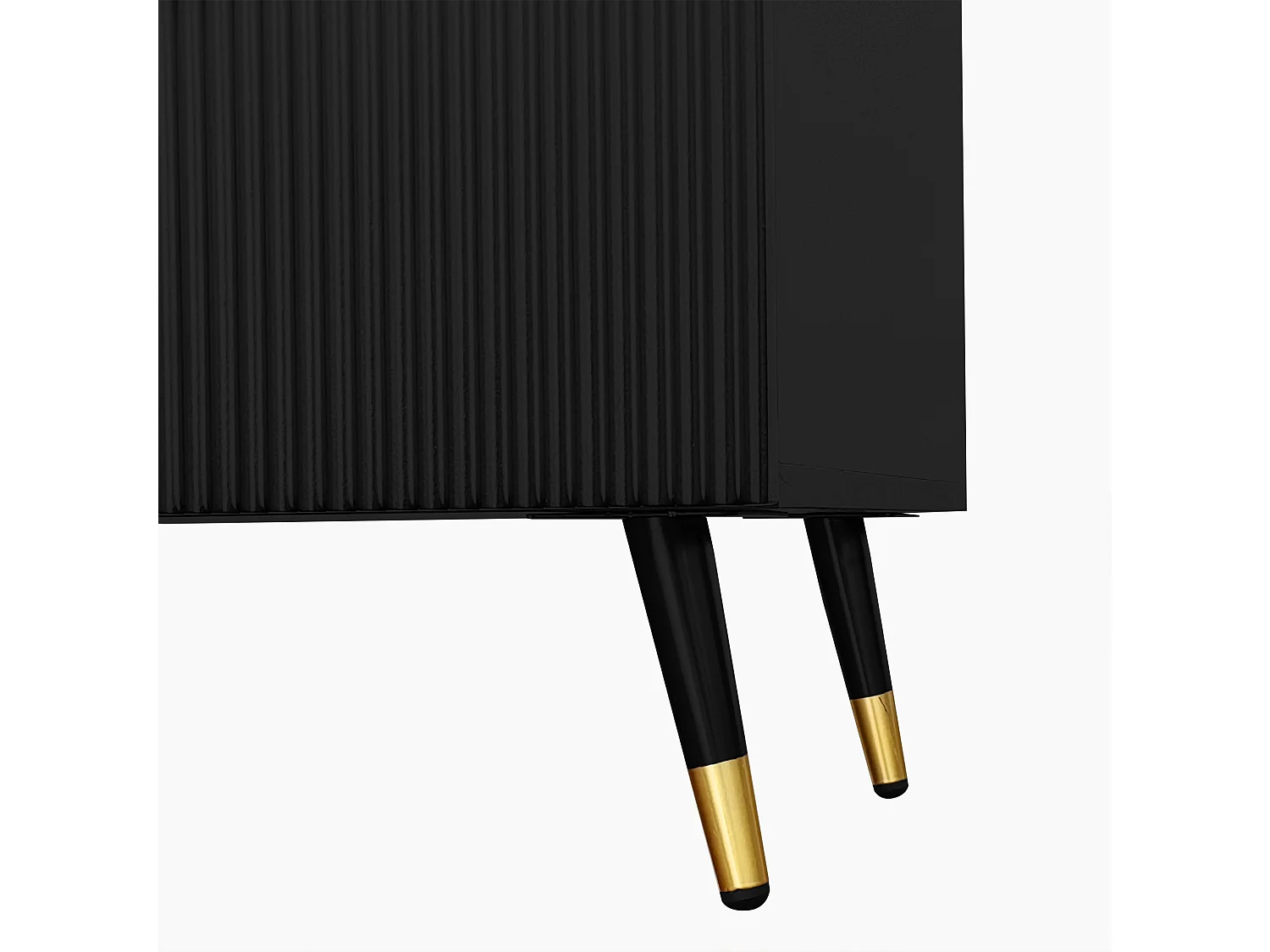 Aparador 120x40x77cm com 6 gavetas, pés e puxadores dourados, corpo preto