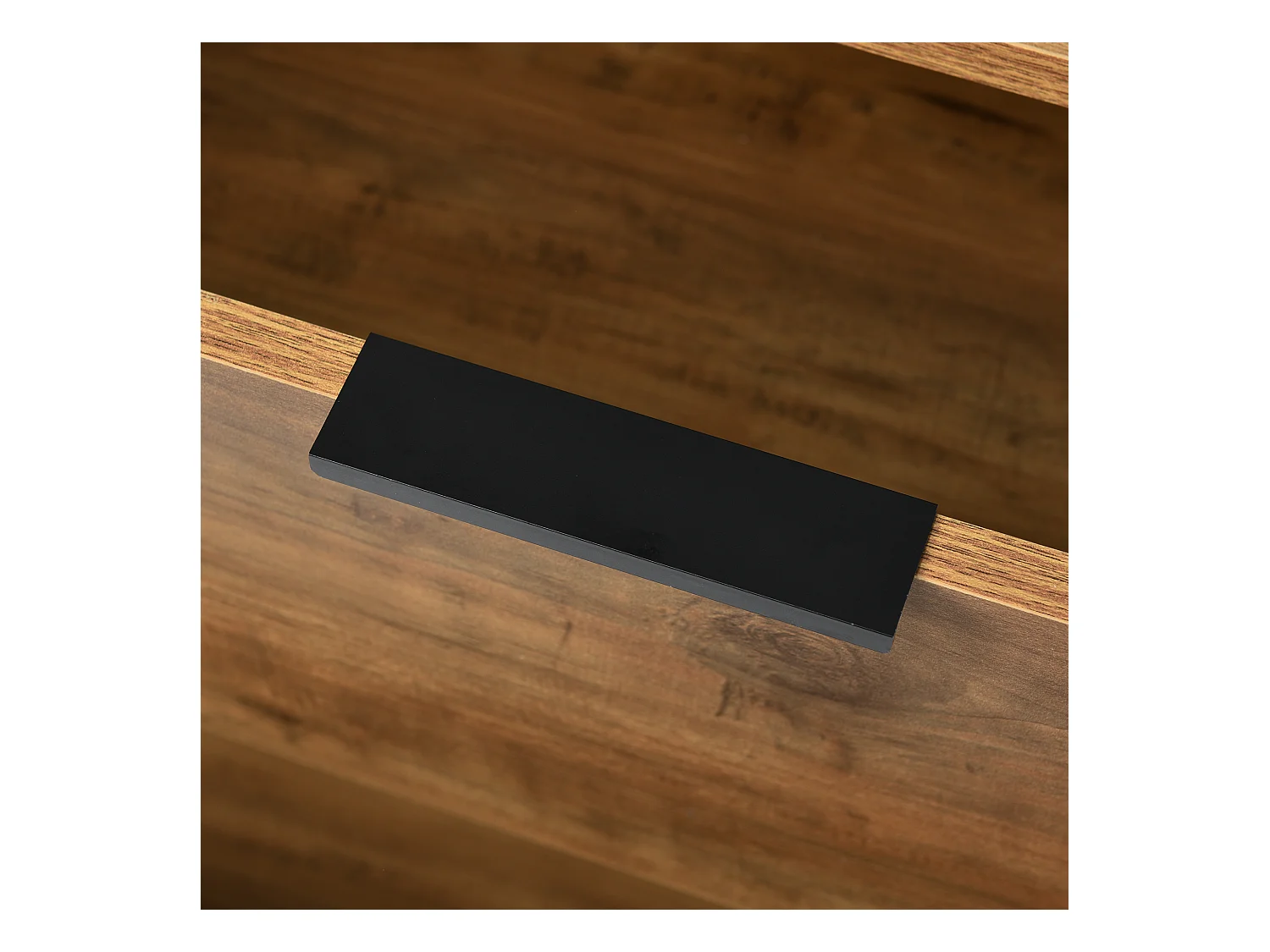 Dressoir 120x40x76cm met 6 lades, in donker natuurlijk hout, zwarte metalen poten