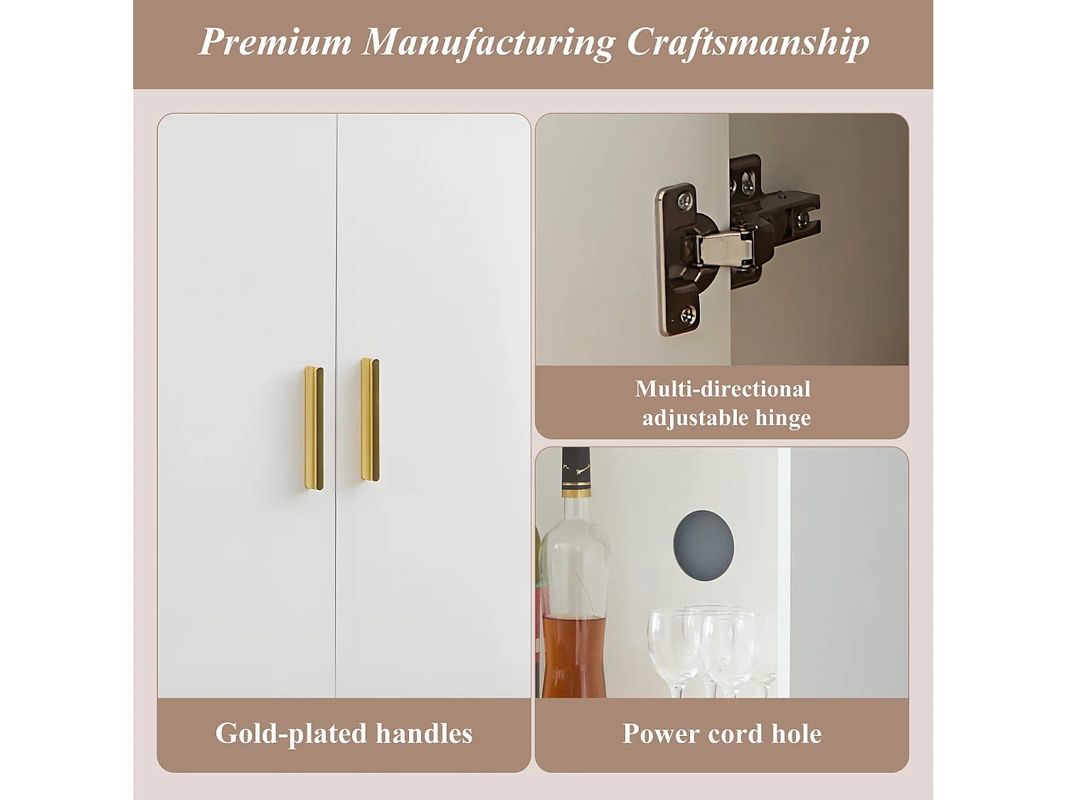 Buffet de cuisine haut 100x40x180cm avec 4 portes, 2 niches et Étagère d'angle, blanc