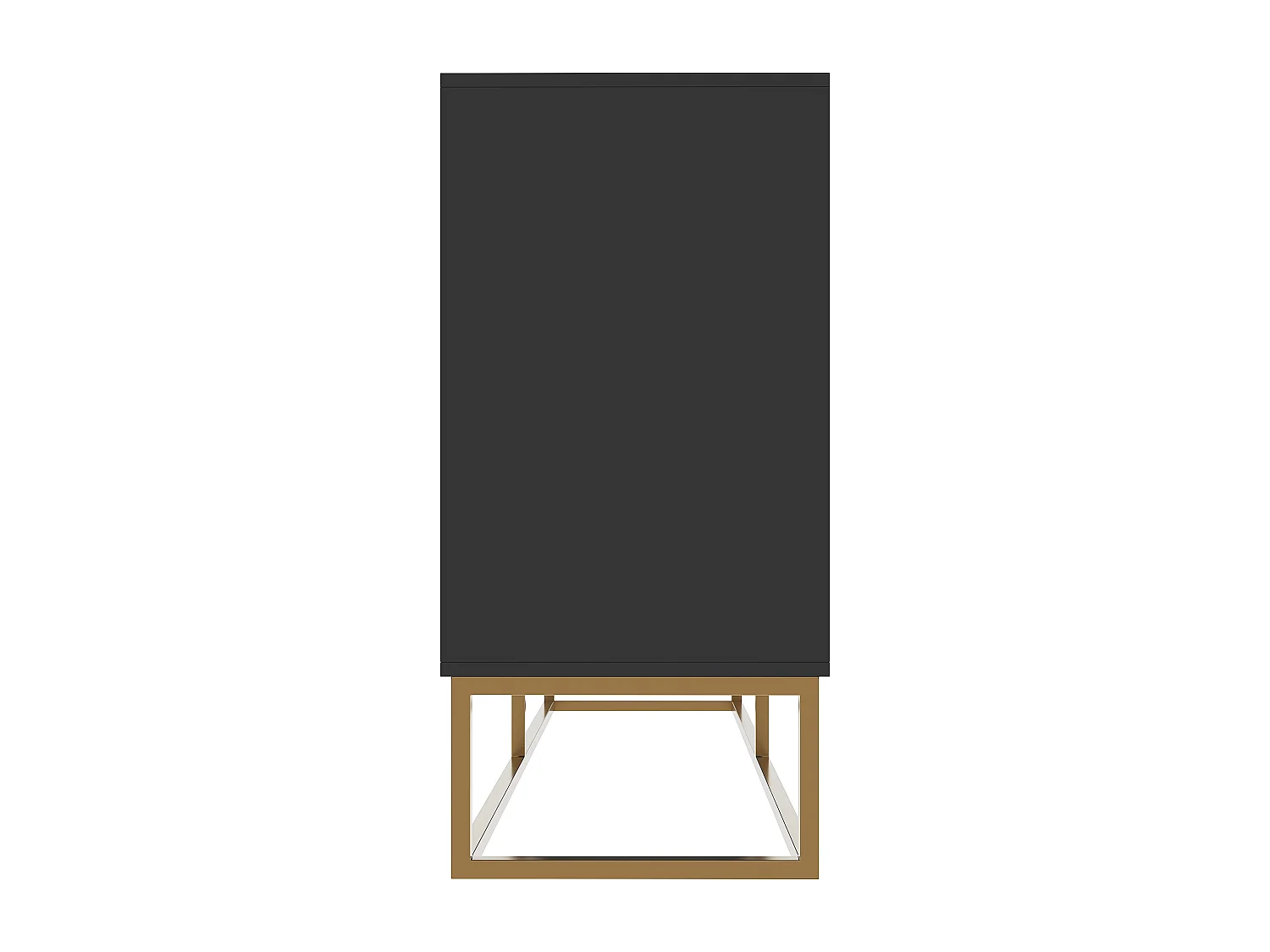 Buffet 140x40x83cm avec 4 portes, poignées et pieds en métal doré, corps en MDF noir