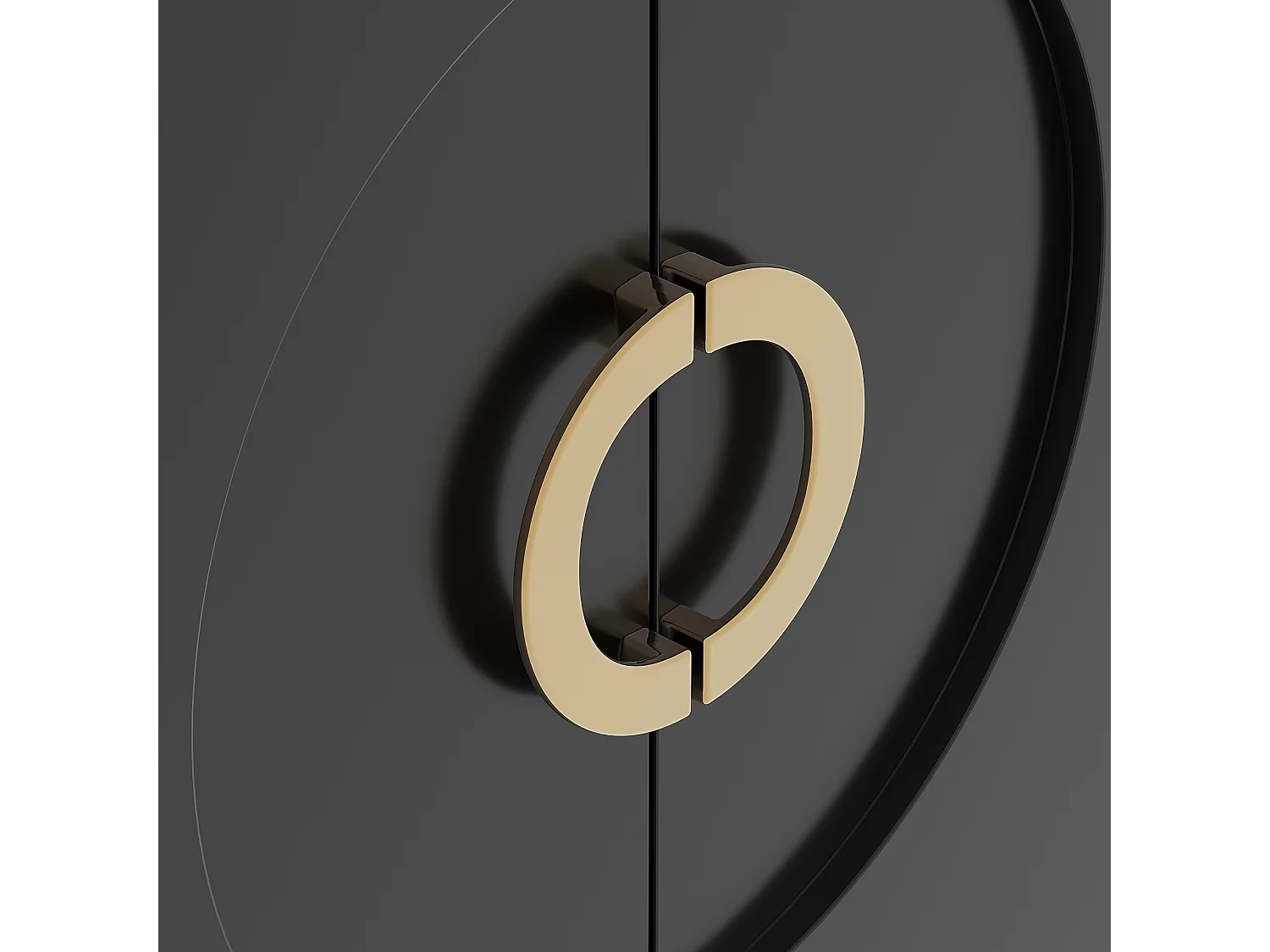 Buffet 140x40x83cm avec 4 portes, poignées et pieds en métal doré, corps en MDF noir