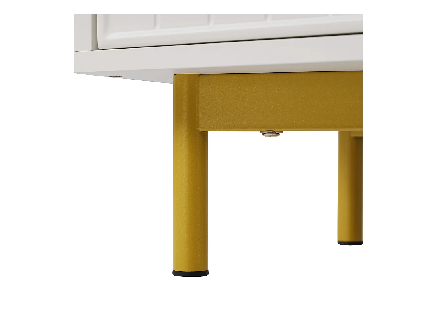 Aparador 120x40x75,5cm com 3 gavetas e 2 portas, pés e puxadores dourados, corpo branco