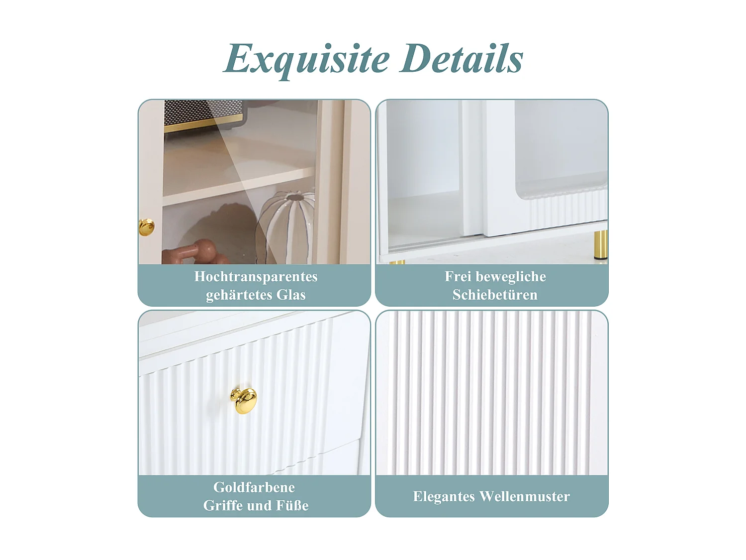 Dressoir 122x80x82cm met 3 deuren en 1 lade, uitschuifbaar en draaibaar bovenblad, witte behuizing