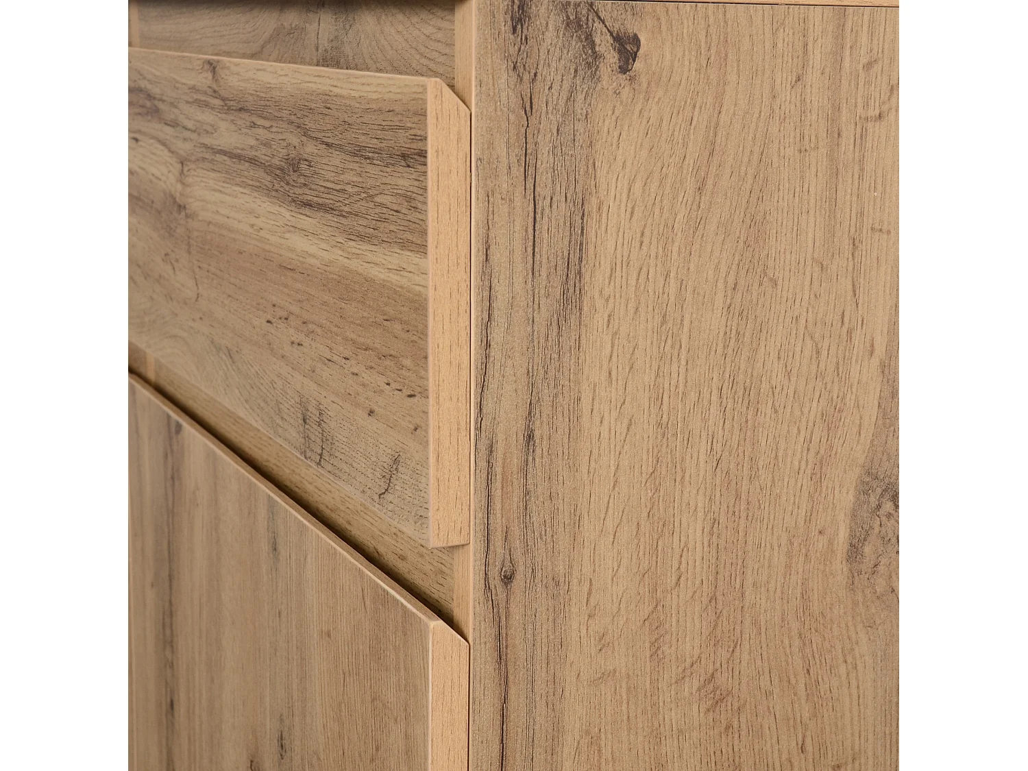 Buffet 135x40x81cm avec 3 tiroirs et 3 portes, corps en bois naturel clair