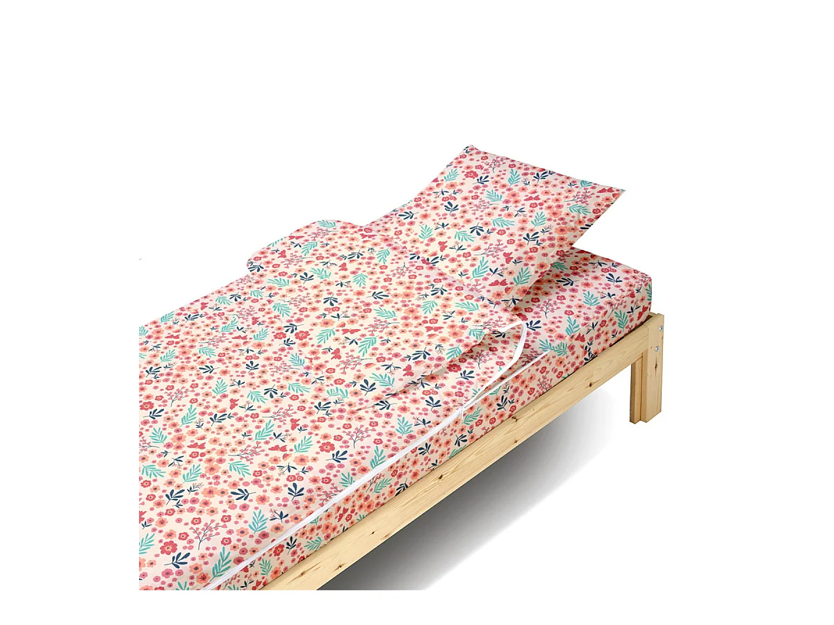Caradou® Fleurs - Couchage enfant prêt à dormir 3 en 1 - 90x190cm