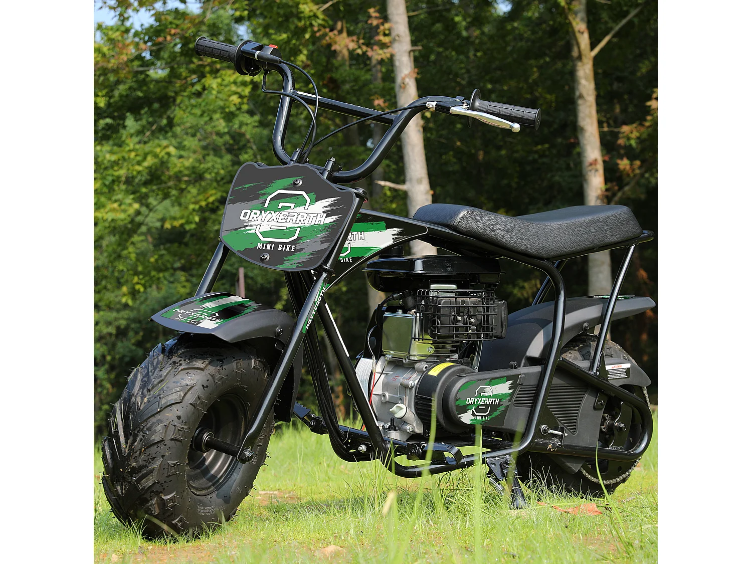 Mini Moto Tout-Terrain 105CC Enfant - 4 Temps, Transmission Auto, Démarreur Corde, Finition Vert Brossé - Dès 13 Ans