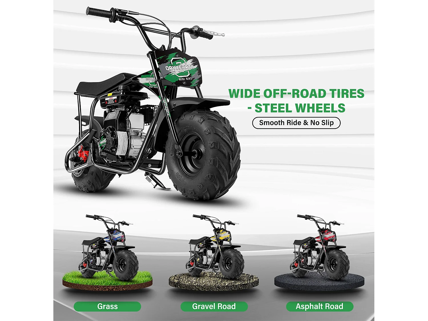 Mini Moto Tout-Terrain 105CC Enfant - 4 Temps, Transmission Auto, Démarreur Corde, Finition Vert Brossé - Dès 13 Ans