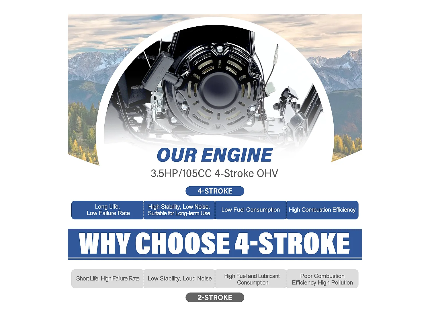 105CC Kids Mini Off-Road Motorfiets - 4-takt, automatische transmissie, trekstarter, geborstelde blauwe afwerking - vanaf 13 jaar