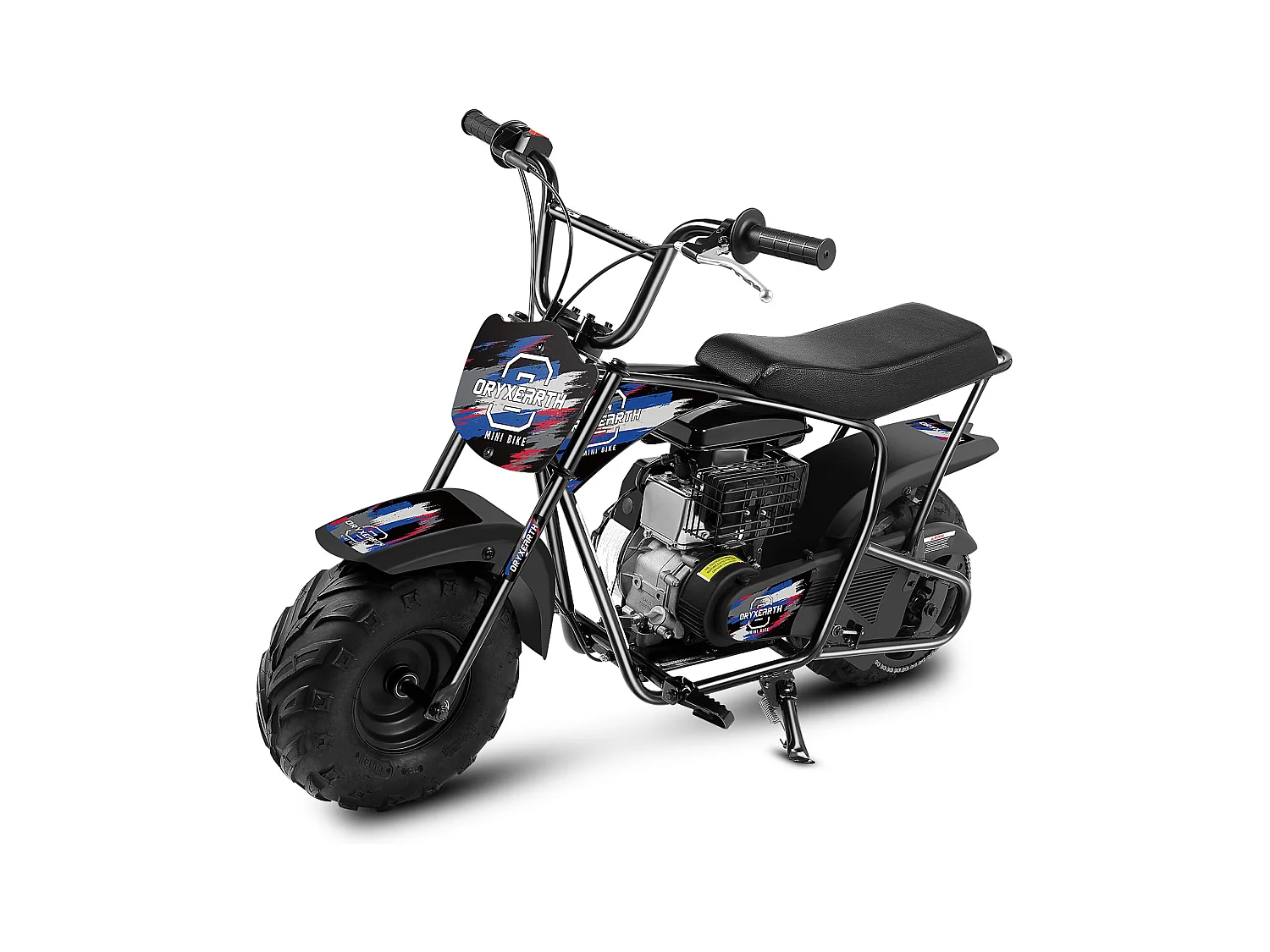 Minimoto todoterreno para niños de 105 cc: 4 tiempos, transmisión automática, arranque manual, acabado azul cepillado, a partir de 13 años.