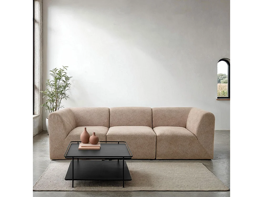 Saranda - Table basse carrée 2 plateaux en métal 75x75cm - Noir