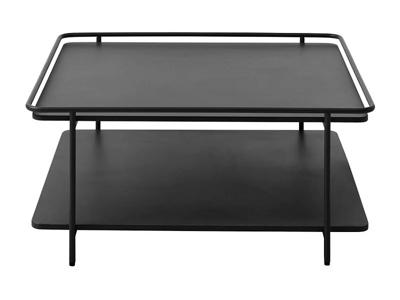 Saranda - Table basse carrée 2 plateaux en métal 75x75cm - Noir