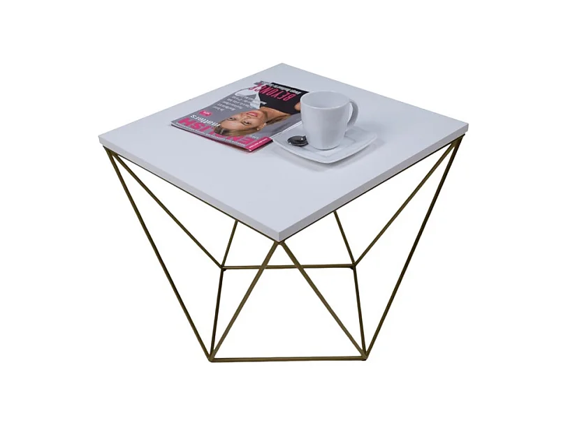 Couchtisch Dana Premium/Holz&Metall/Gold&Weiss