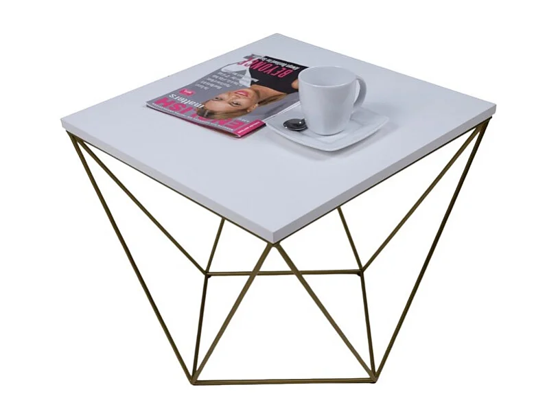 Couchtisch Dana Premium/Holz&Metall/Gold&Weiss