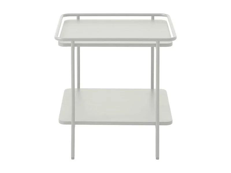 Saranda - Table d'appoint carrée 2 plateaux en métal 45x45cm - Blanc