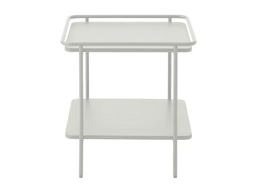 Saranda - Table d'appoint carrée 2 plateaux en métal 45x45cm - Blanc