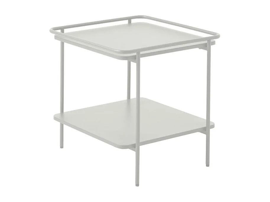 Saranda - Table d'appoint carrée 2 plateaux en métal 45x45cm - Blanc