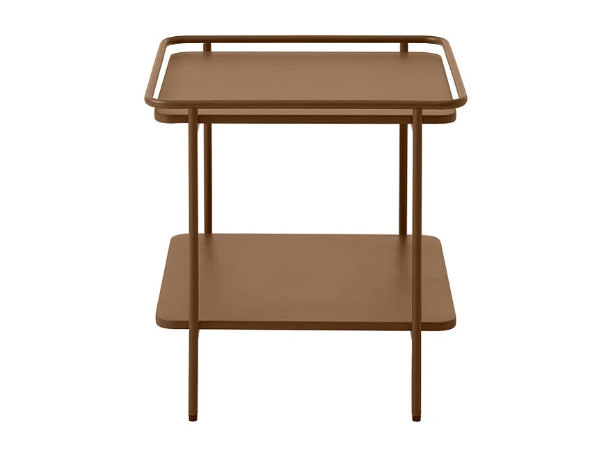 Saranda - Table d'appoint carrée 2 plateaux en métal 45x45cm - Terracotta