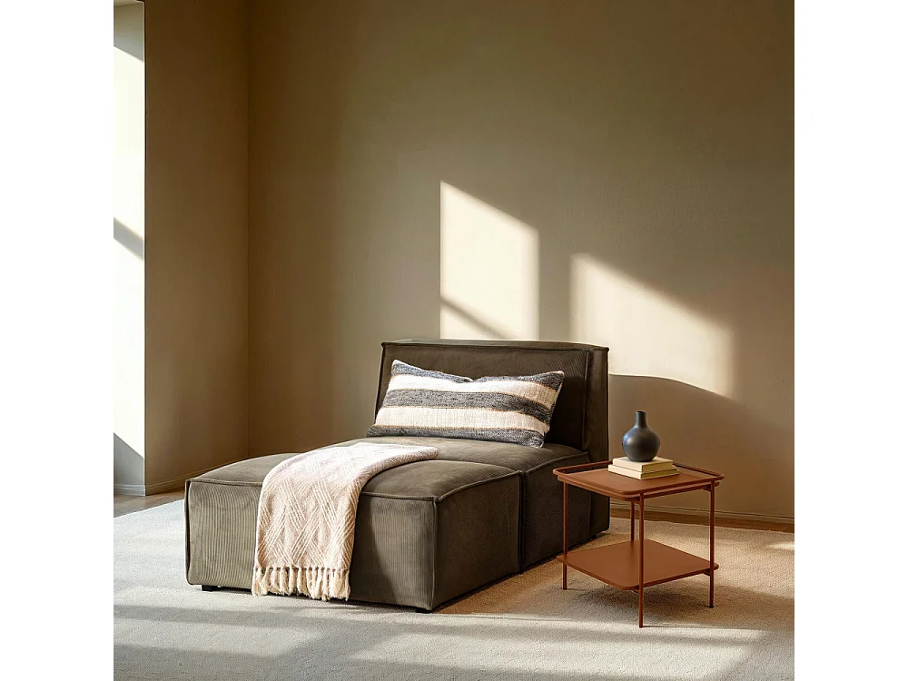 Saranda - Table d'appoint carrée 2 plateaux en métal 45x45cm - Terracotta