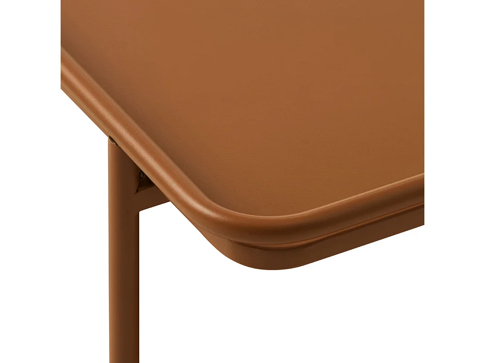 Saranda - Table d'appoint carrée 2 plateaux en métal 45x45cm - Terracotta