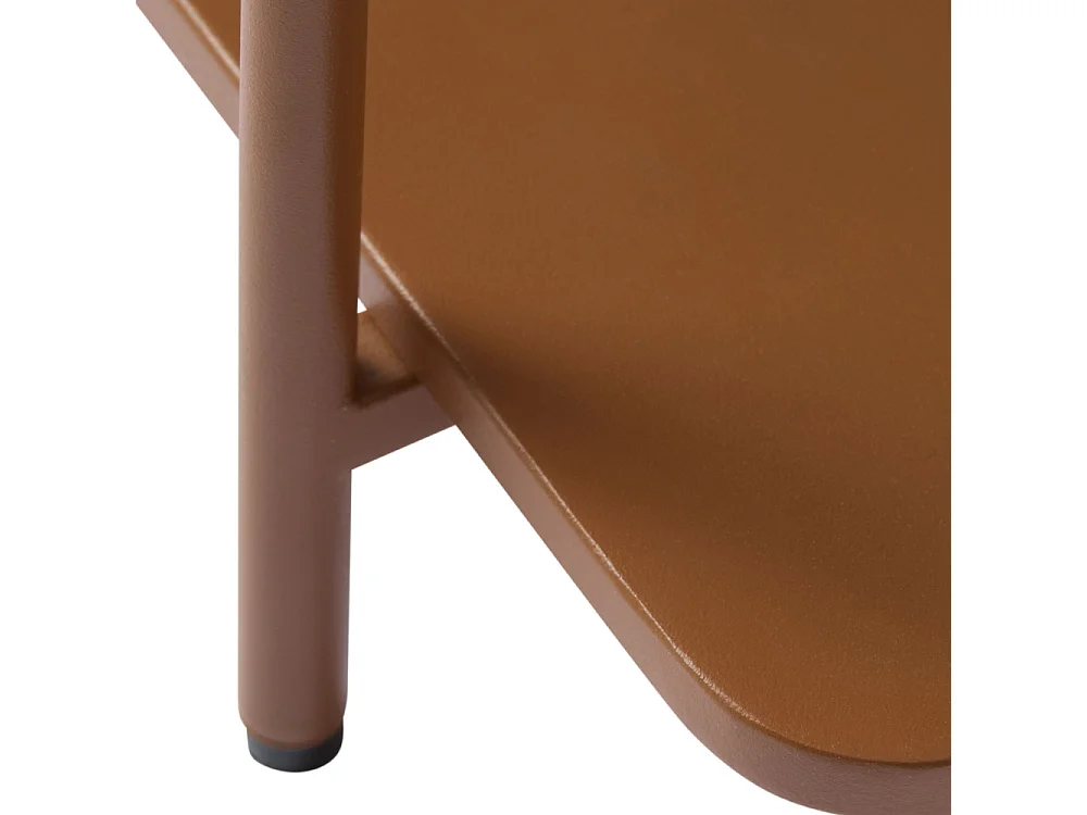 Saranda - Table d'appoint carrée 2 plateaux en métal 45x45cm - Terracotta