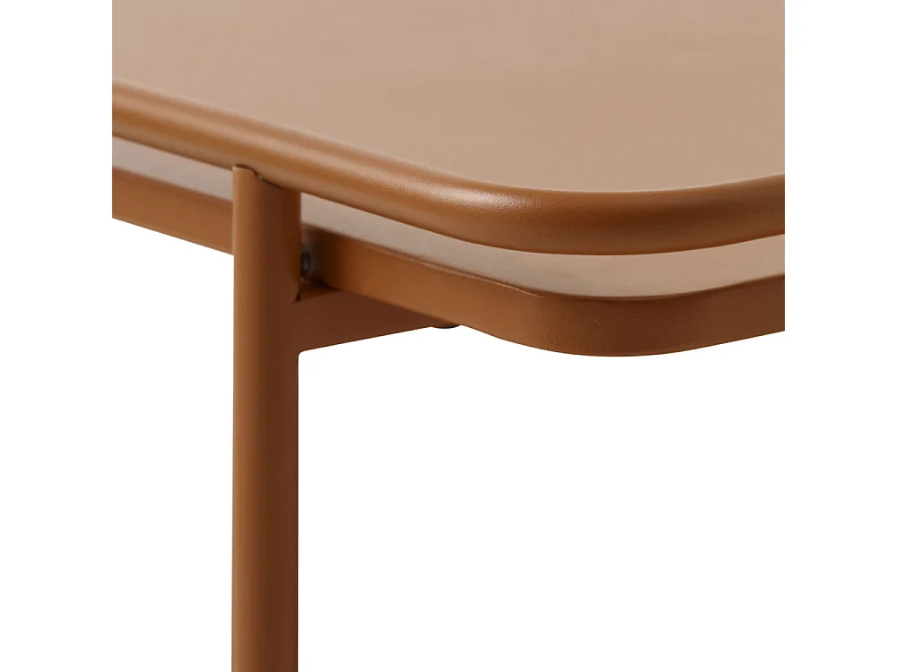 Saranda - Table d'appoint carrée 2 plateaux en métal 45x45cm - Terracotta