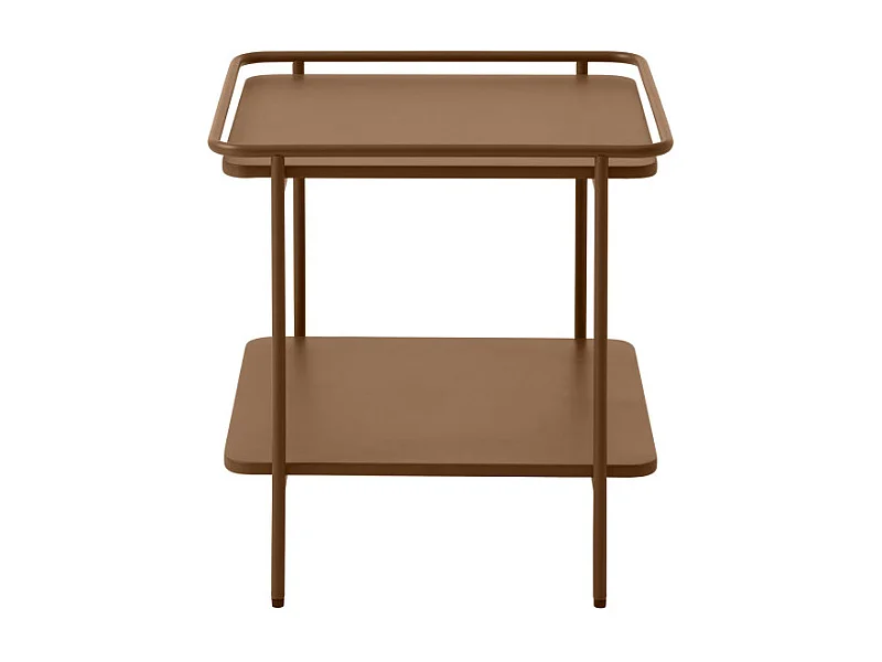 Saranda - Table d'appoint carrée 2 plateaux en métal 45x45cm - Terracotta